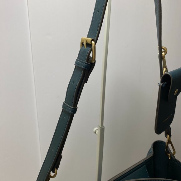 Nanette Lepore Monty Bucket Vegan Leather Structured Handbag Purse Womens Green - Picture 5 of 9